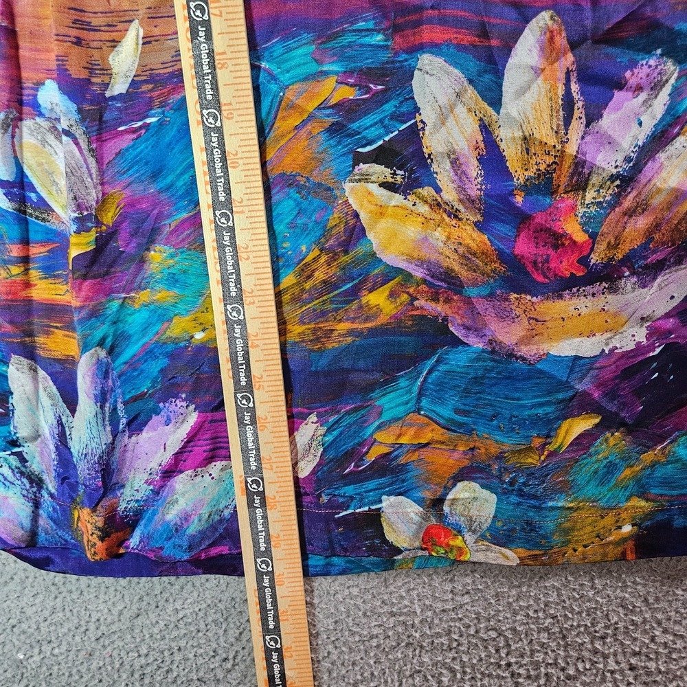 $119 NEW John Mark Top Shirt Women 2X 1/2 Button Floral Painting Lightweight - Picture 10 of 11